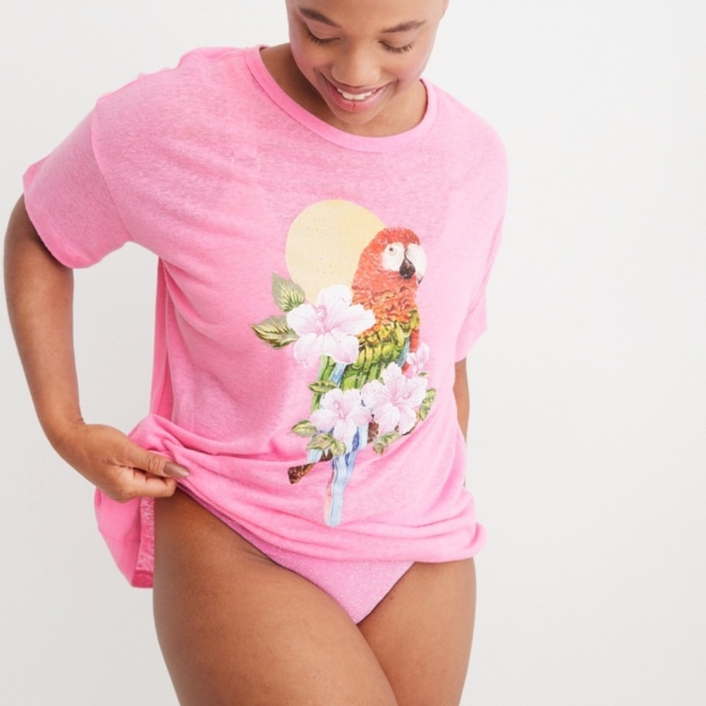 Aerie Breezy Boyfriend T-shirt Size L Pink